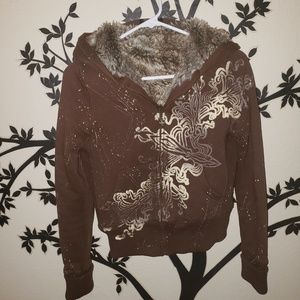 Miss Me reversible fur lined hoodie